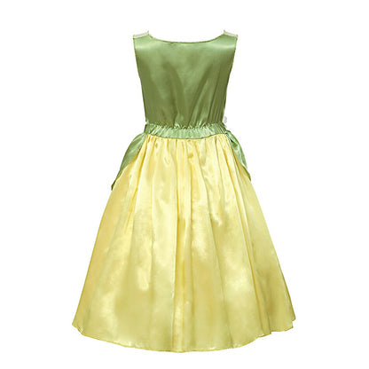 Vestido de fiesta infantil con flores verdes