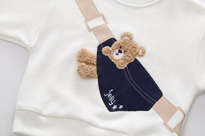 Conjunto de ropa de 2 piezas, parche bordado, bolsa de dibujos animados, oso