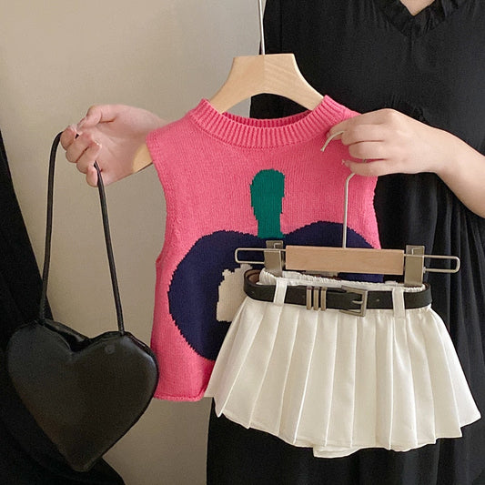 Tops Traje de falda plisado Fashion Fashion Set de dos piezas