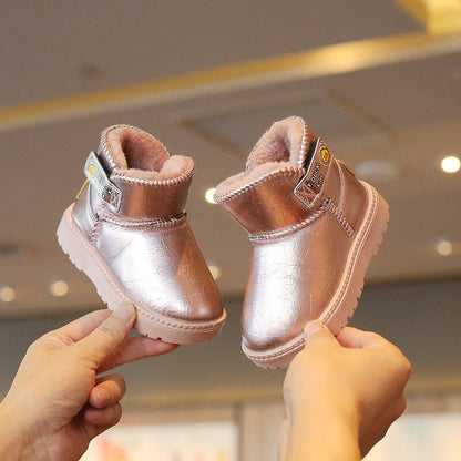 Botas Zapatos de invierno Niños Cuero Corto Algodón Botas cálidas