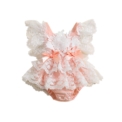 Vestido mameluco de encaje floral de verano