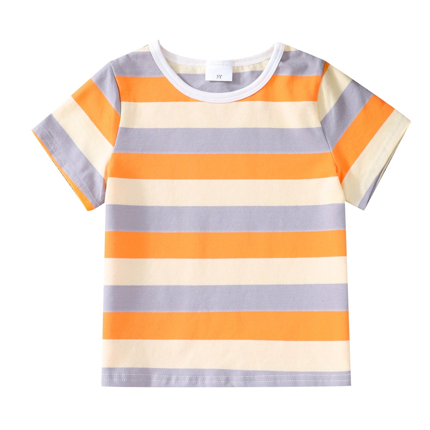 Camiseta de manga corta de algodón con rayas arcoíris