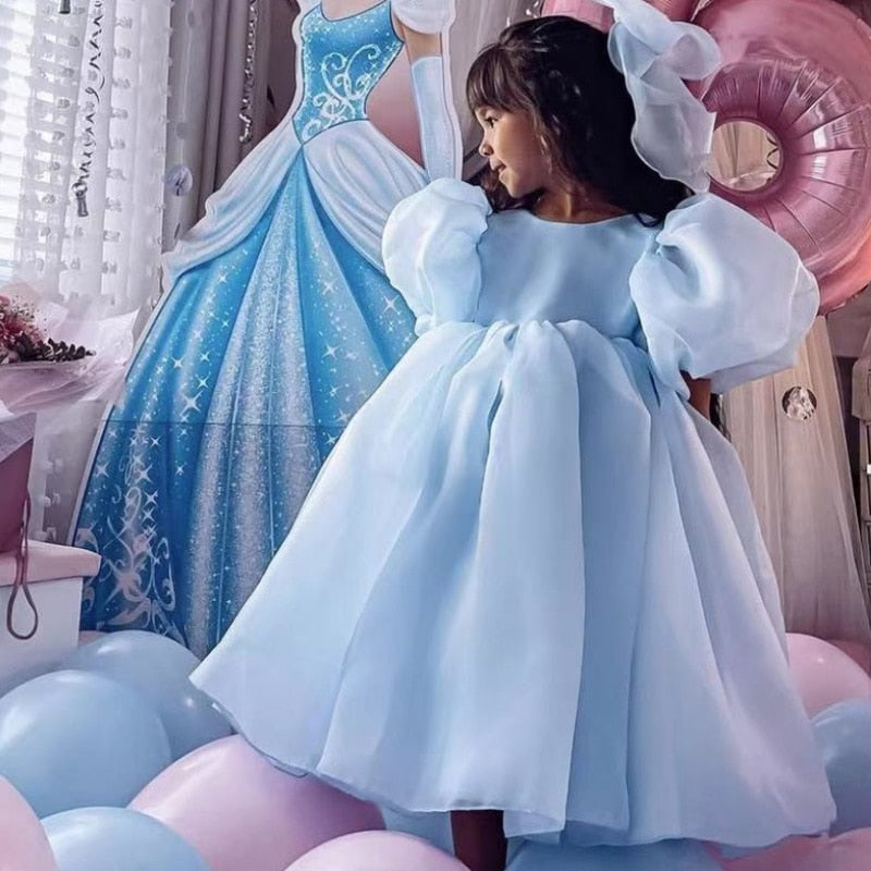 Vestido de princesa vintage Vestido de tul para niños Manga abullonada