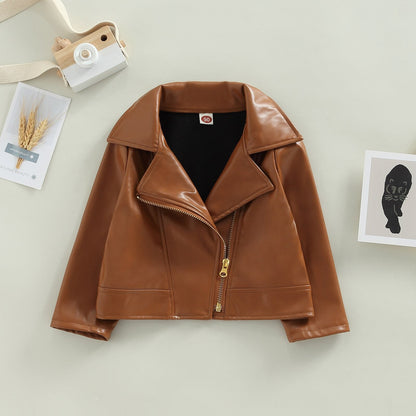 Chaqueta de cuero PU, manga larga