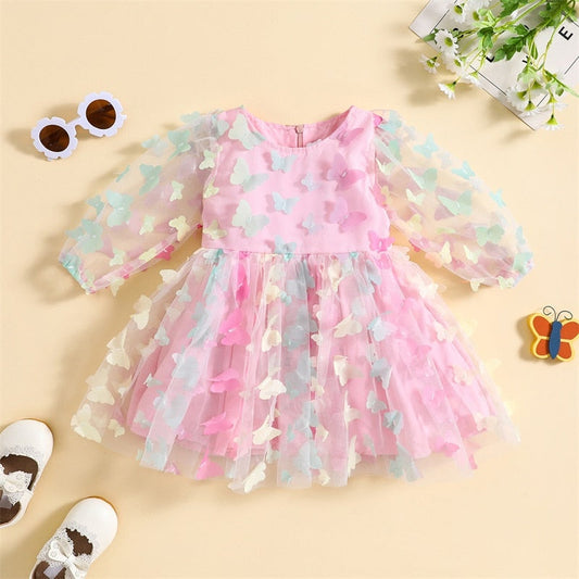 Vestido Princesa Mariposa Manga Larga