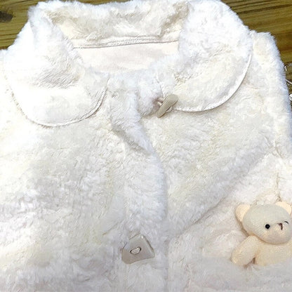 Abrigo cálido para niños de piel esponjosa + osito de peluche