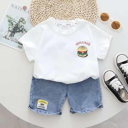 Conjunto infantil con estampado de hamburguesas