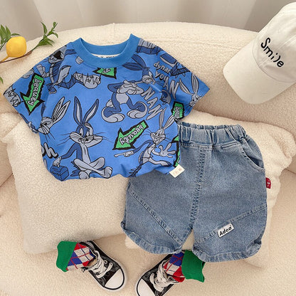 Conjunto infantil de conejito y vaqueros