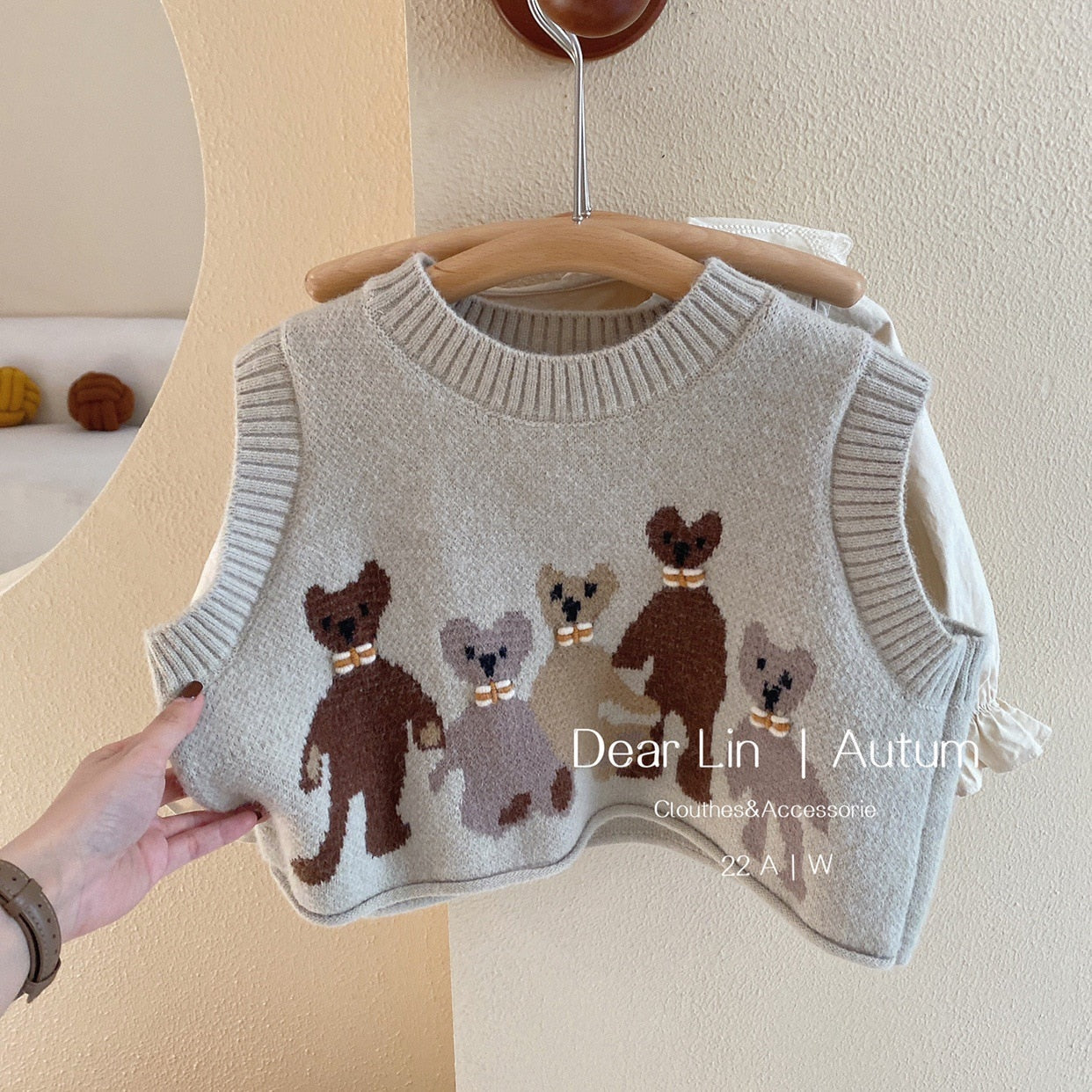 Conjunto Falda Plisada + Suéter Chaleco De Gato + Camisa Conjuntos De 3 Piezas Para Niños
