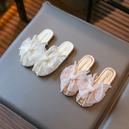 Pantuflas Infantiles Dulce Encaje Malla Perlas