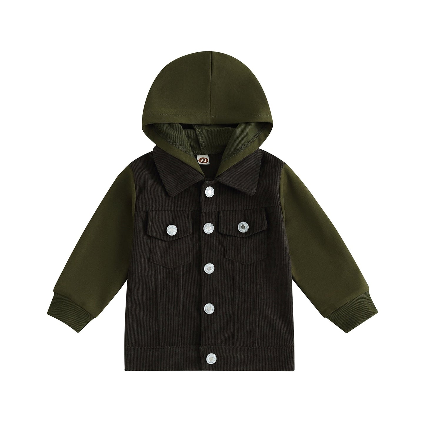 Chaqueta Infantil Terciopelo Manga Larga Botón y Capucha