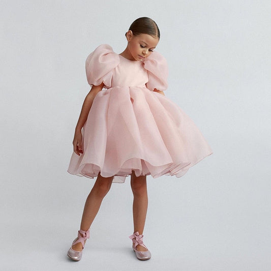 Vestido de princesa vintage Vestido de tul para niños Manga abullonada