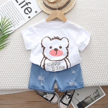 Conjunto 2 piezas Jeans Shorts Camiseta Oso