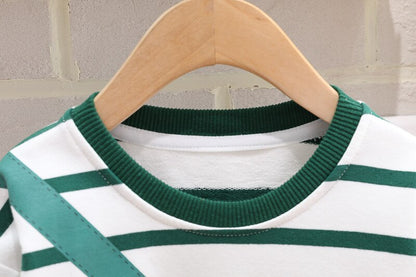 Conjunto de manga larga a rayas con aplique de bolso