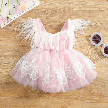 Vestido Infantil de Encaje y Tul