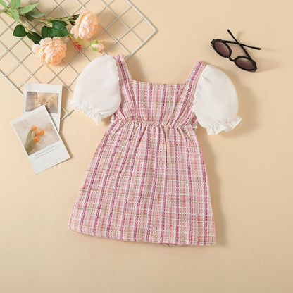 Vestido de verano con mangas abullonadas 2-8 años
