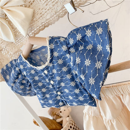 Conjunto de camisa y falda de flores con mangas con volantes de moda de verano