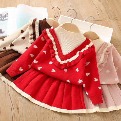 Conjunto Infantil Corazón Blusa + Falda