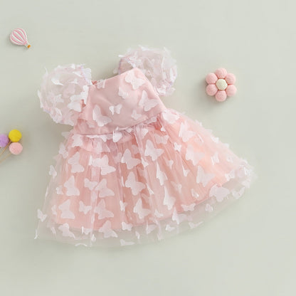 Vestido de princesa, vestido de tul con mangas abullonadas Mariposa