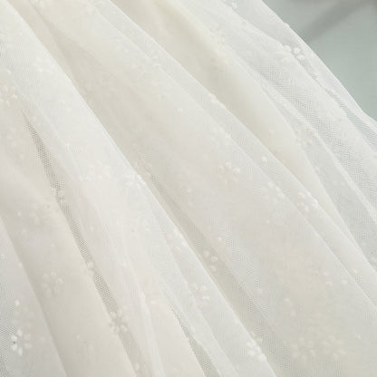 Vestido lencero de estilo dulce para niñas pequeñas, encaje sin mangas con estampado de pétalos de color sólido para niños pequeños ancho