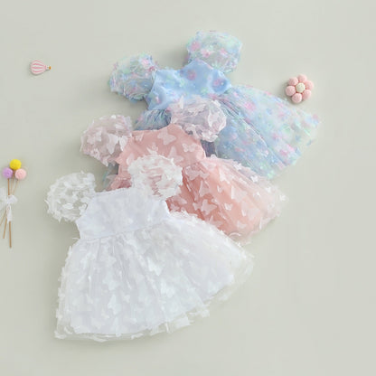 Vestido de princesa, vestido de tul con mangas abullonadas Mariposa