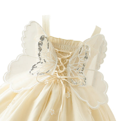 Vestido Infantil Alas de Mariposa y Cordón