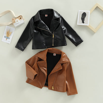 Chaqueta de cuero PU, manga larga