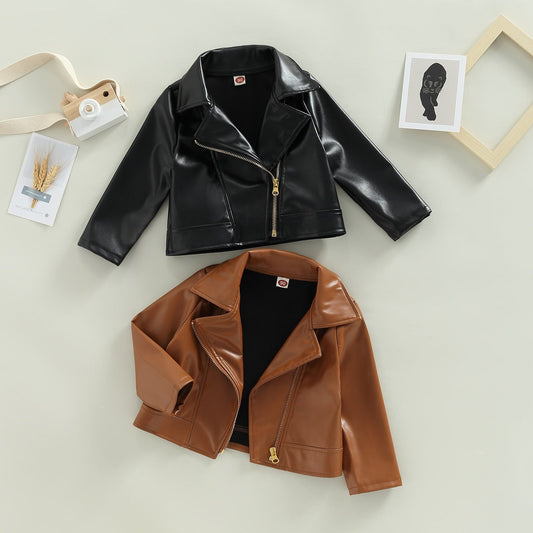 Chaqueta de cuero PU, manga larga