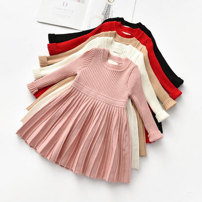 Vestido infantil de lana plisado