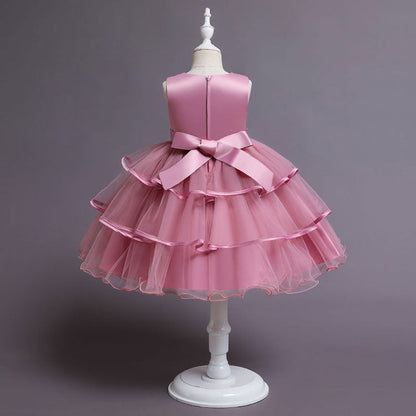 Vestido de Fiesta Infantil Flores Volantes