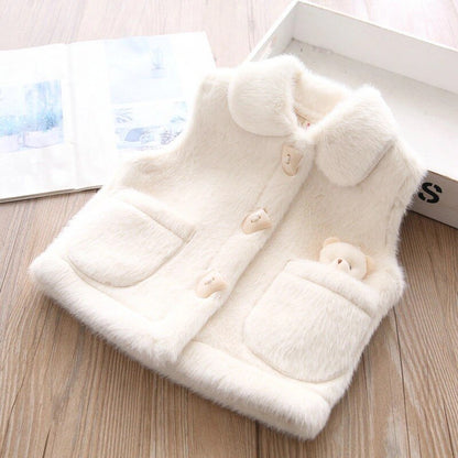 Abrigo cálido para niños de piel esponjosa + osito de peluche