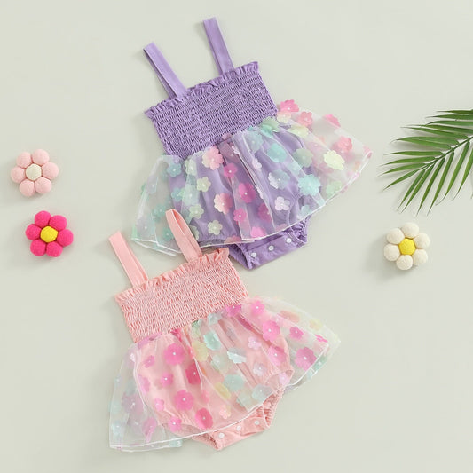 Vestido Romper Estampado Flores Malla