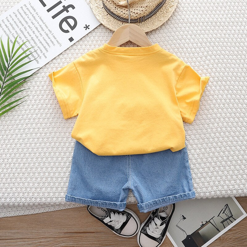 Conjunto 2 piezas Jeans Shorts Camiseta Oso