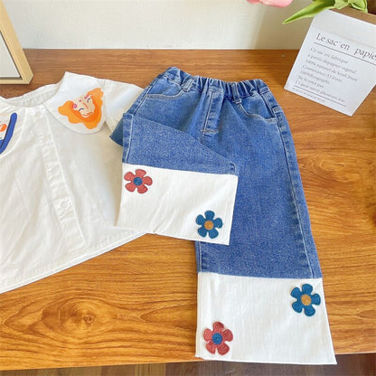 Lindo estampado DollJeans Conjunto de dos piezas 2-8 años
