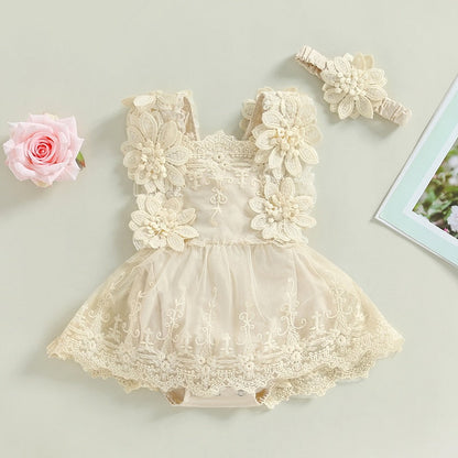Verano Sin Mangas Cuello Cuadrado Floral Encaje Casual
