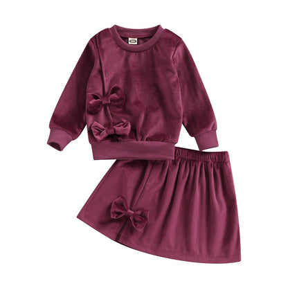 Conjunto de Felpa Infantil Falda Lazo
