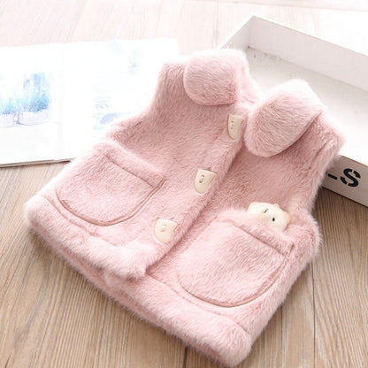 Abrigo cálido para niños de piel esponjosa + osito de peluche