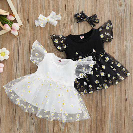 Vestido Princesa Diadema Estampado Flor