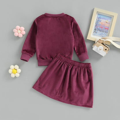 Conjunto de Felpa Infantil Falda Lazo