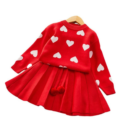 Conjunto Infantil Corazón Jersey + Falda