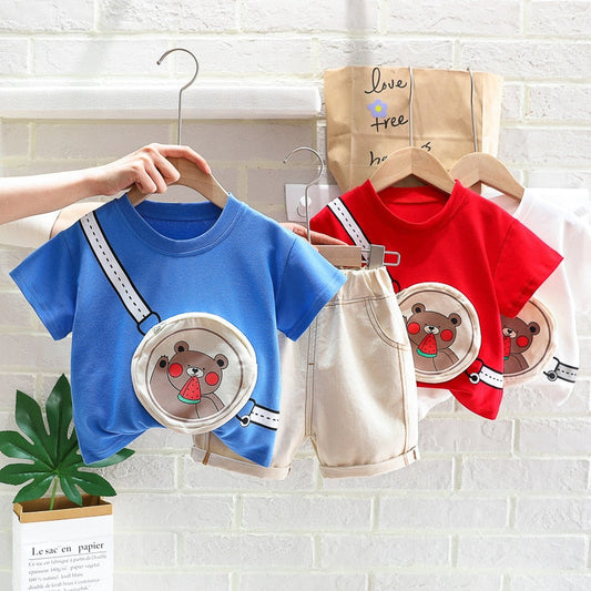 Conjunto Infantil Con Aplique Bolso Oso