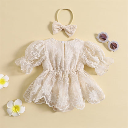Vestido vintage mameluco de encaje floral de verano