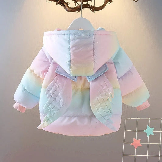 Abrigo infantil de colores con alas.