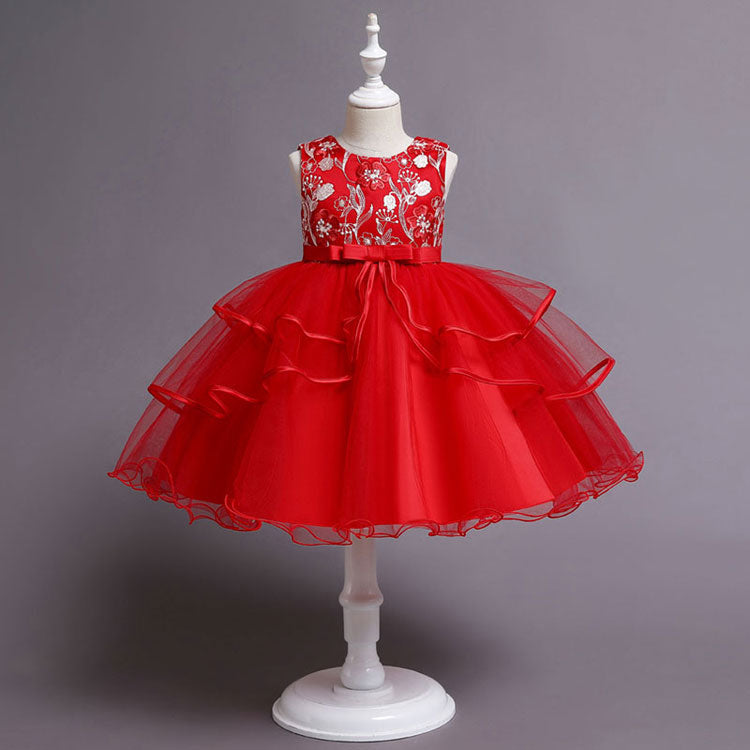 Vestido de Fiesta Infantil Flores Volantes