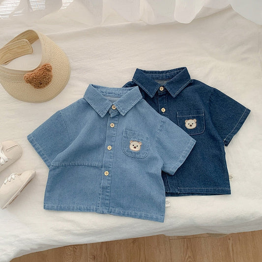 Camisa Jeans Niño Bolsillo Oso