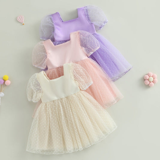 Vestido Infantil Tul Lunares