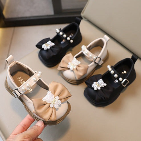 Zapatos Infantiles Mujer Perlas y Lazo