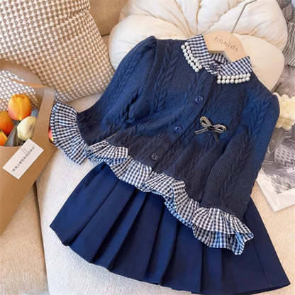 Conjunto de Punto a Cuadros para mujer y niñas