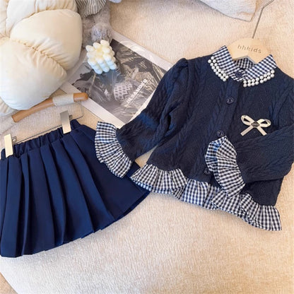 Conjunto de Punto a Cuadros para mujer y niñas