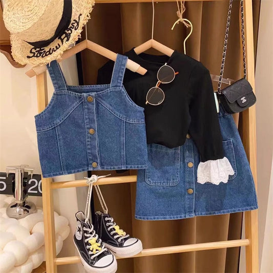 Conjunto de falda vaquera para niñas.